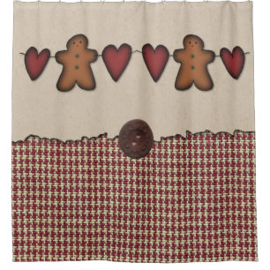Hearts And Gingerbread Man Shower Curtain