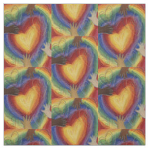 Hearts and Hands Love Art Fabric Material