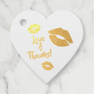 Hearts and Kisses Love and Thanks Wedding Date Favour Tags