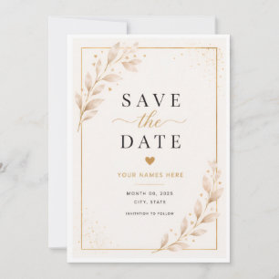 Hearts and Leaves Save the Date Card