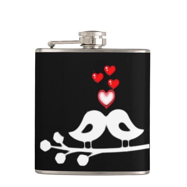 ***HEARTS AND LOVE BIRDS*** FLASK FOR HER (Front)