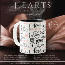 Hearts and Love Messages Two-Tone Ceramic Mug