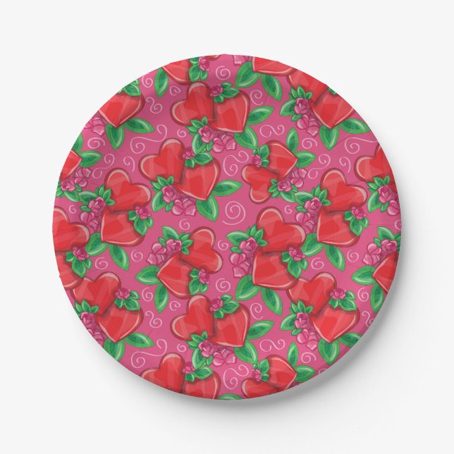 Hearts and Love Paper Plates (Front)