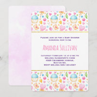 Hearts and Love Watercolor Pattern Baby Shower