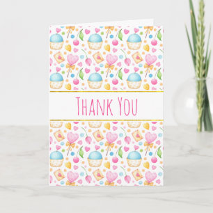 Hearts and Love Watercolor Pattern Thank You Card