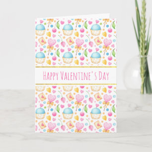 Hearts and Love Watercolor Pattern Valentine's Card