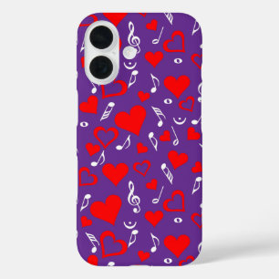 Hearts and Music Notes iPhone 16 Case