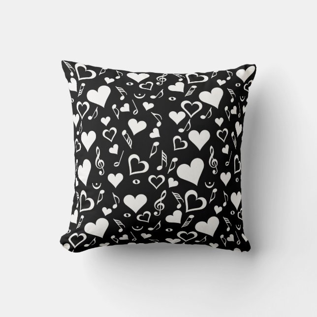 Hearts and Music Notes Cushion (Front)