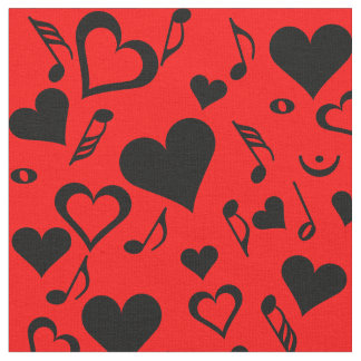 Hearts and Music Notes  Fabric