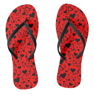 Hearts and Music Notes Flip Flops