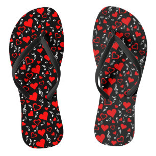 Hearts and Music Notes Flip Flops