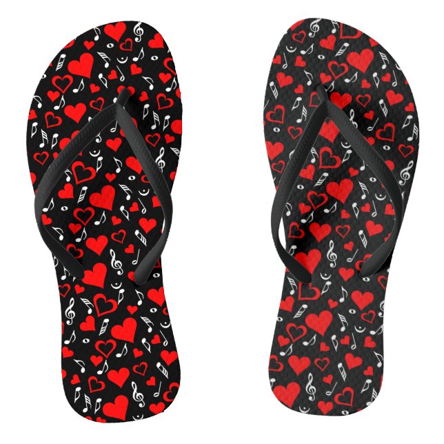 Hearts and Music Notes Flip Flops (Footbed)