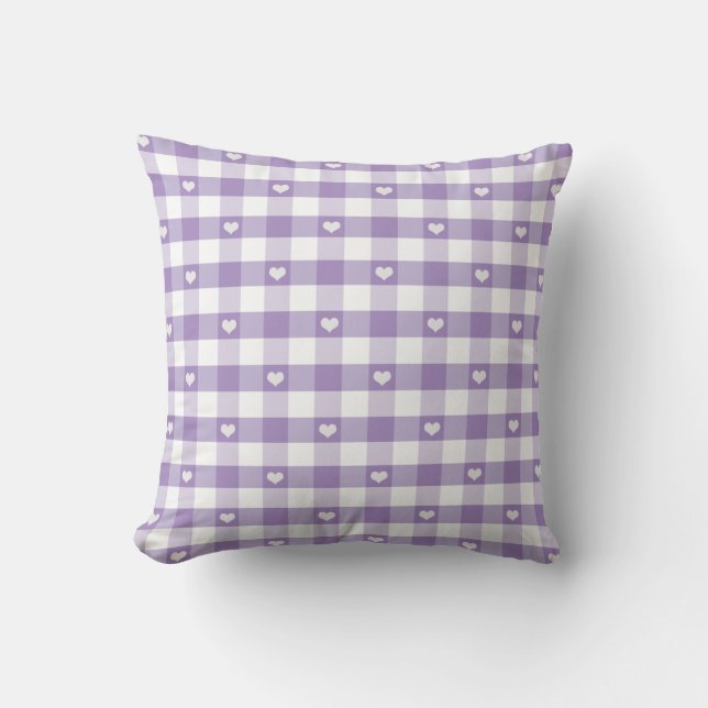 Hearts and Pastel Gingham Cushion (Front)