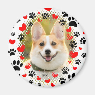 Hearts And Paw Prints Dog Frame Magnet