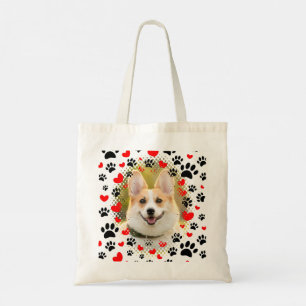 Hearts And Paw Prints Dog Frame Tote Bag