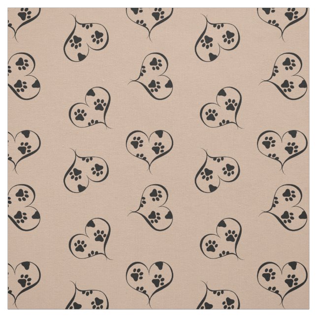 Hearts and Paw Prints Pattern Fabric (Swatch)