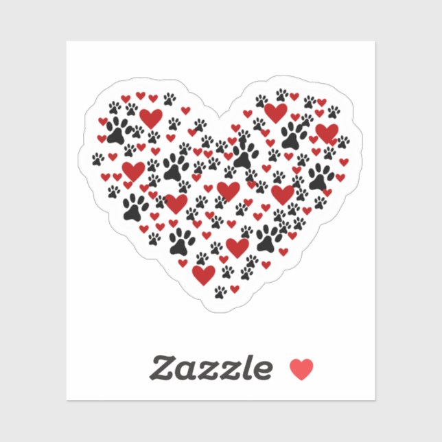 Hearts And Paw Prints Sticker (Sheet)