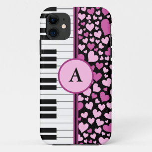 hearts and piano iPhone 11 case