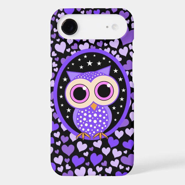 hearts and purple owl Case-Mate iPhone case (Back)