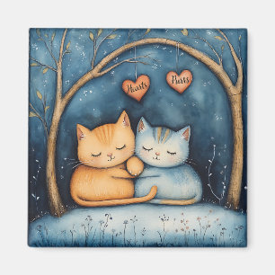 Hearts and Purrs Feline Soulmates Illustrated Art  Magnet