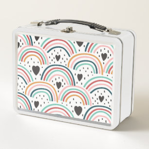 Hearts and Rainbows Metal Lunch Box