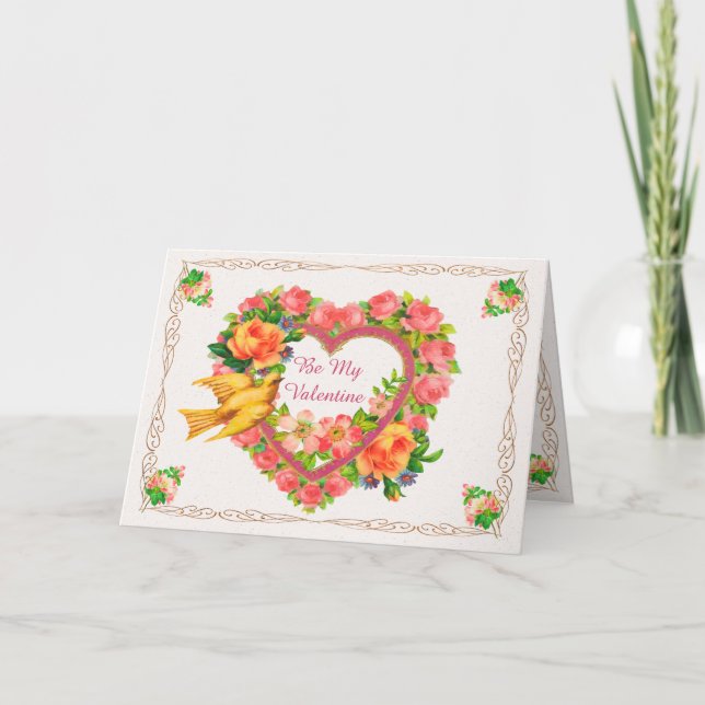 Hearts and Roses Fancy Romance Valentine Card (Front)