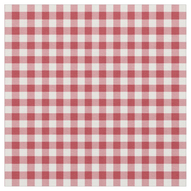 Hearts and Roses Red Check Gingham Fabric (Close Up)