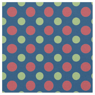 Hearts and Roses Red Green Blue Polka Dots Fabric