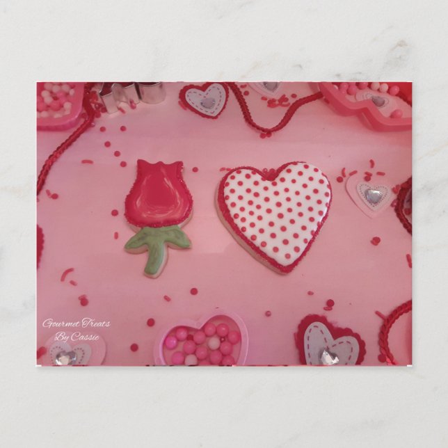 Hearts and Roses Sugar Cookies from Gourmet Treats Postcard (Front)