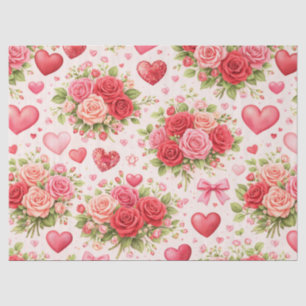 Hearts and Roses Tissue Paper