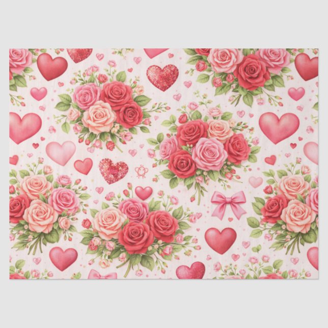 Hearts and Roses  Tissue Paper (Front)