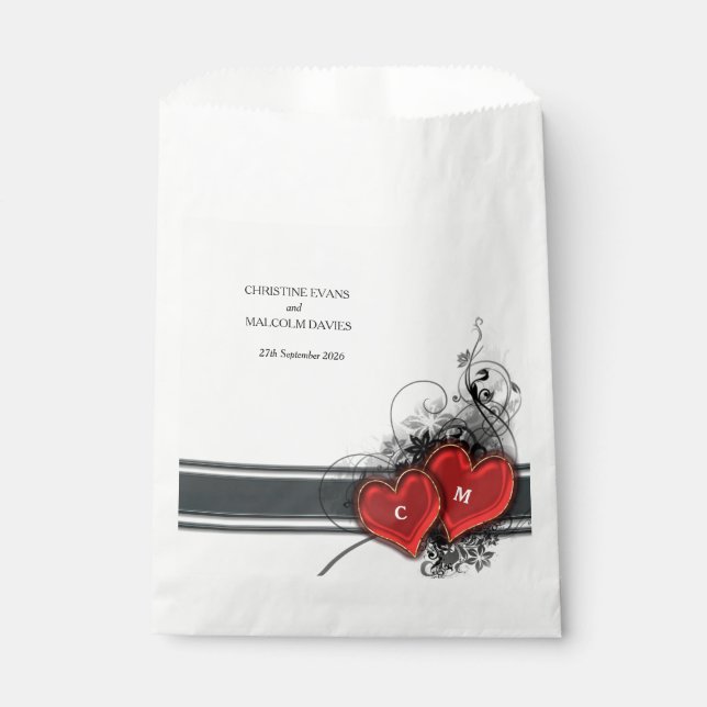 Hearts and Scrolls Favour Bags (Front)