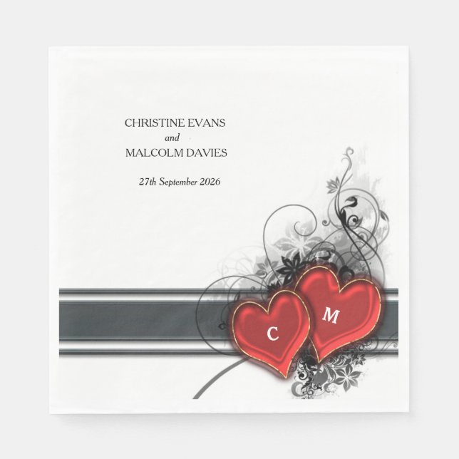 Hearts and Scrolls Napkin (Front)