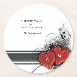 Hearts and Scrolls Round Paper Coaster