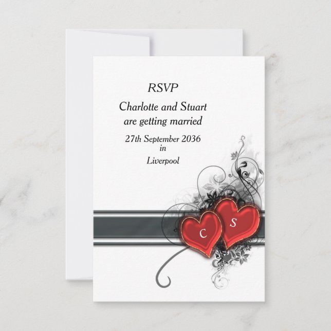 Hearts and Scrolls RSVP Card (Front)