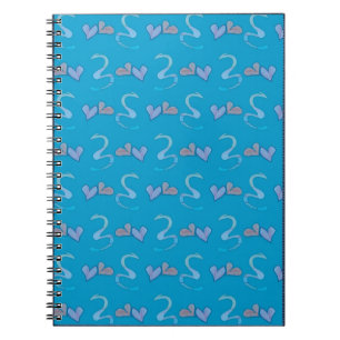 Hearts and Snakes Pattern Blue Notebooks