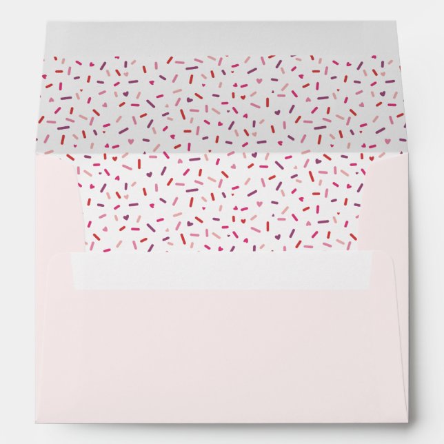 Hearts and sprinkles pink purple red Valentine's Envelope (Back (Bottom))
