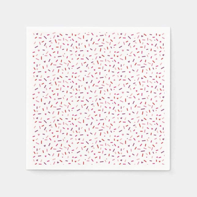 Hearts and sprinkles pink purple red Valentine's Napkin (Front)