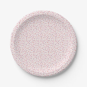 Hearts and sprinkles pink purple red Valentine's Paper Plate