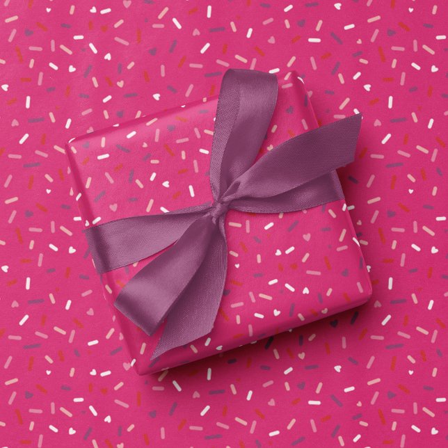 Hearts and sprinkles pink purple red wrapping paper (Creator Uploaded)