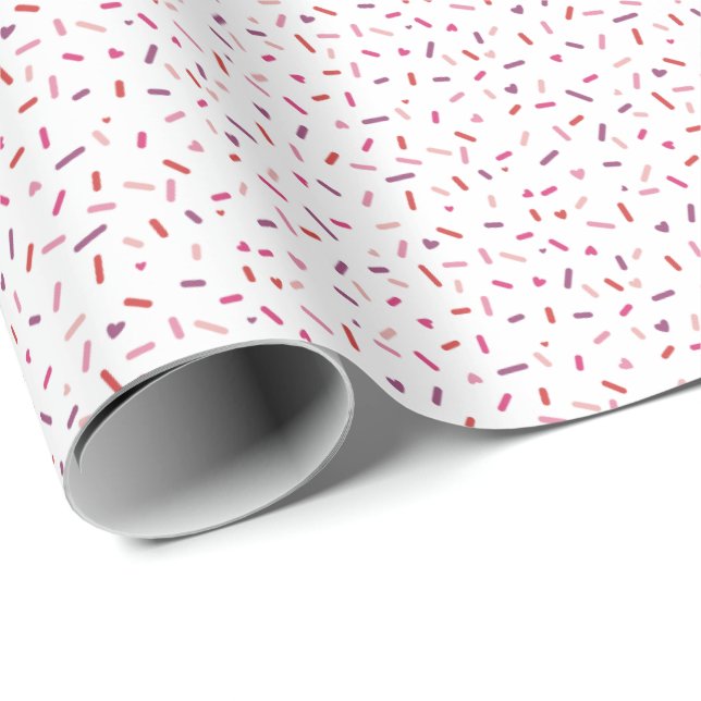 Hearts and sprinkles pink Valentine's Day Wrapping Paper (Roll Corner)