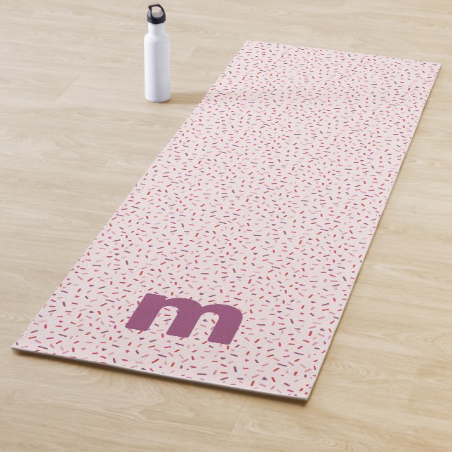 Hearts and sprinkles sweet pink personalised yoga mat (In Situ)