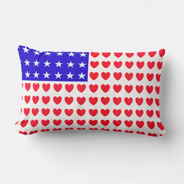Hearts and Stars Flag Lumbar Cushion (Front)