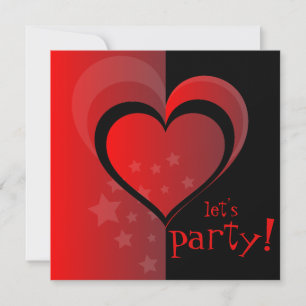 Hearts and Stars Let's Party Valentine Invitation