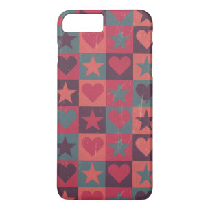 Hearts And Stars Pattern Pink iPhone 8 Plus/7 Plus Case