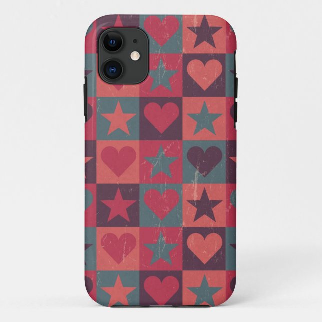 Hearts And Stars Pattern Pink Case-Mate iPhone Case (Back)