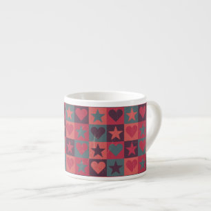 Hearts And Stars Pattern Pink Espresso Cup