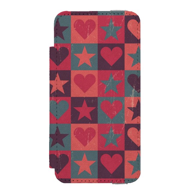 Hearts And Stars Pattern Pink Incipio iPhone Wallet Case (Folio Front)