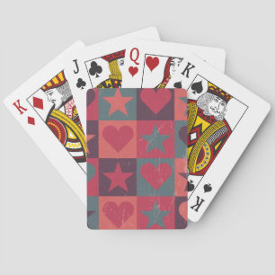 Hearts And Stars Pattern Pink Playing Cards