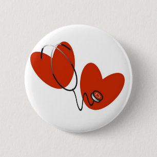 Hearts and Stethoscope T-shirts and Gifts 6 Cm Round Badge